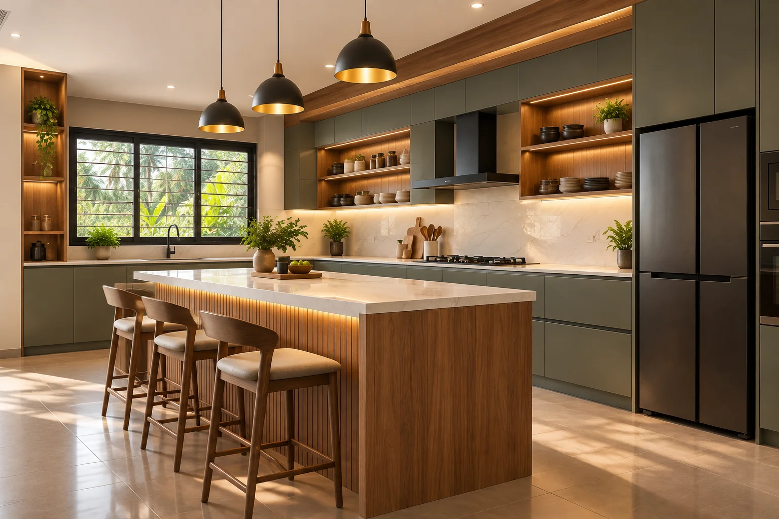 Modular kitchen design by Gambitz Designs in Kerala