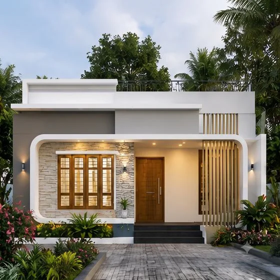 Mayilpeeli Rounded Frame & Light Stone elevation
