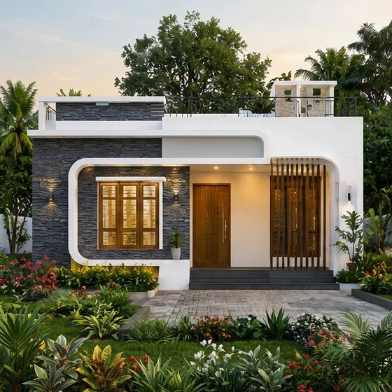 Mayilpeeli Deep Recessed Facade elevation
