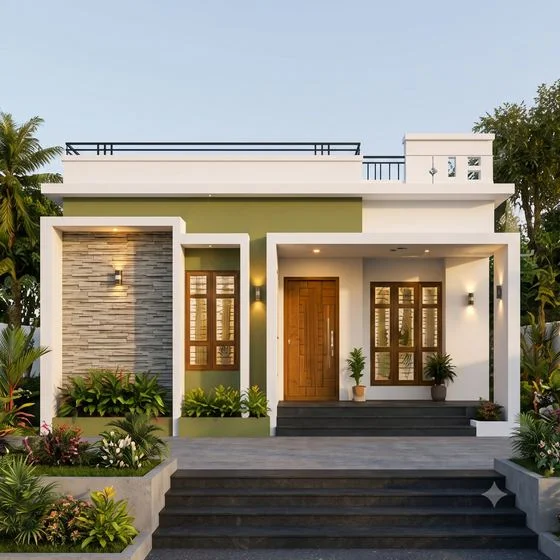 Mayilpeeli Olive Green Split Face elevation